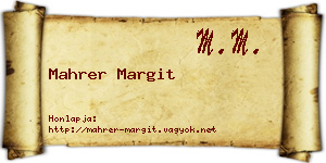 Mahrer Margit névjegykártya